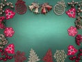 Christmas glittery green background with decor