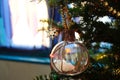 A Christmas globe filled with artificial snow