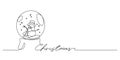 christmas globe snowman magic crystal ball one line drawing