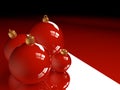 Christmas glossy baubles red balls 3d render