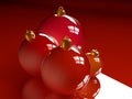 Christmas glossy baubles red balls 3d render