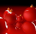 Christmas glossy baubles red balls 3d render