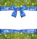 Christmas glowing card with ribbon bows