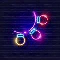 Christmas glowing lights garland neon sign. Glowing garland flashlights icon. New Year and Christmas concept. Vector illustration