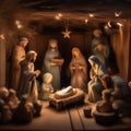 Christmas Glowing Nativity Scene Royalty Free Stock Photo