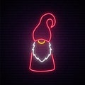 Christmas gnome neon sign. Royalty Free Stock Photo