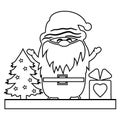 Christmas gnome Santa Claus, Christmas character, isolated vector illustration