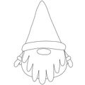 Christmas gnome or Tomte, doodle style flat vector outline for kids coloring book