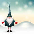 Christmas gnome in winter decor. Vector