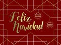 Christmas gold art deco line Spanish feliz navidad