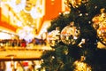 Christmas tree decoration in shopping center, mall. Royalty Free Stock Photo