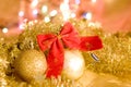 Christmas gold balls and tinsel for card