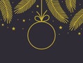 Christmas gold bauble decoration card Royalty Free Stock Photo