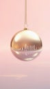 Christmas gold bauble on pastel pink background, copy space Royalty Free Stock Photo