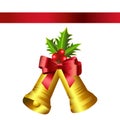 Christmas Gold Bells and Red bow