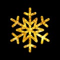 Christmas gold fire snowflake isolated illustration