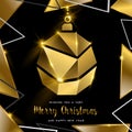 Christmas gold luxury 3d bauble greeting card Royalty Free Stock Photo