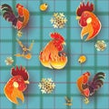 Christmas Gold Rooster Pattern Royalty Free Stock Photo