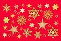 Christmas Gold Snowflake and Star Background Royalty Free Stock Photo