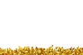 Christmas gold tinsel for decoration. White isolate Royalty Free Stock Photo