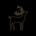 Christmas golden deer decoration of gold glitter shining sparkles on a black transparent background. Vector glittering shine deer Royalty Free Stock Photo