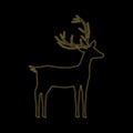 Christmas golden deer decoration of gold glitter shining sparkles on a black transparent background. Vector glittering shine deer Royalty Free Stock Photo