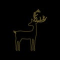 Christmas golden deer decoration of gold glitter shining sparkles on a black transparent background. Vector glittering shine deer Royalty Free Stock Photo