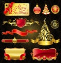 Christmas golden design elements.