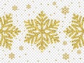 Christmas golden glittering snowflake decoration of gold glitter light shine