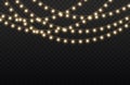 Christmas golden light garland, led neon lamp. Royalty Free Stock Photo