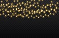 Christmas golden light garland, led neon lamp. Royalty Free Stock Photo