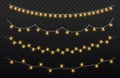 Christmas golden light garland, led neon lamp. Royalty Free Stock Photo