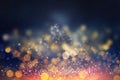 Christmas golden light shine particles bokeh on black club party holiday copy space Royalty Free Stock Photo