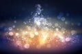 Christmas golden light shine particles bokeh on black club party holiday copy space Royalty Free Stock Photo