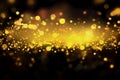 Christmas golden light shine particles bokeh on black club party holiday copy space Royalty Free Stock Photo
