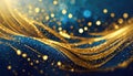 Christmas Golden light shine particles bokeh on navy blue background. Gold foil texture. Holiday concept. digital , Generative ai Royalty Free Stock Photo