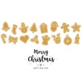 Christmas golden ornament icons elements isolated background Royalty Free Stock Photo