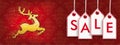 Christmas Golden Reindeer Discount Header Ornaments Price Stickers Sale