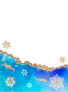 Christmas golden snowflake design on a blue watercolor background. Vector Royalty Free Stock Photo