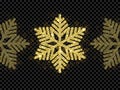 Christmas golden snowflake glitter pattern black background vector gold shine sparkle snow decoration Royalty Free Stock Photo