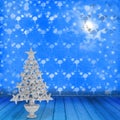 Christmas golden spruce in the old room Royalty Free Stock Photo