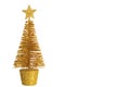 Christmas golden tree on white background Royalty Free Stock Photo