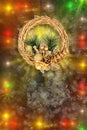 Christmas golden wreath on old abstract background Royalty Free Stock Photo