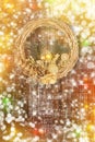 Christmas golden wreath on old abstract background Royalty Free Stock Photo