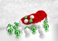 Christmas and golf balls with santa red hat on bokeh background. 3D illustration Royalty Free Stock Photo