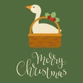 Christmas goose in a basket.