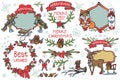 Christmas graphic decor elements,animals set Royalty Free Stock Photo