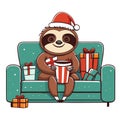 christmas graphic sloth merry slothmas Royalty Free Stock Photo