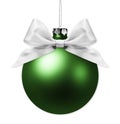 Christmas green ball isolated on white with silver ri Royalty Free Stock Photo