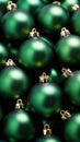 Christmas green baubles close up. Abstract holiday decor background Royalty Free Stock Photo